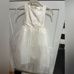 Sweet Kids Dress Size 4 silk cream colored with tulle and flower petal in tulle.